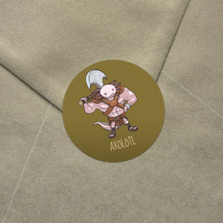 Axolotl Met Bijl Gladiator Alternatieve Axololt Ku Ronde Sticker