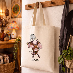 Axolotl Met Een Bijl Alternatieve Barbaar Kunstwer Tote Bag