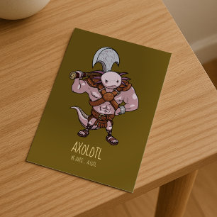 Axolotl met een bijl Gladiator krijger Kunstwerk Briefkaart