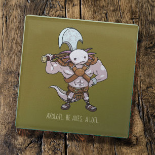 Axolotl met een bijl Gladiator krijger Kunstwerk Glazen Onderzetter