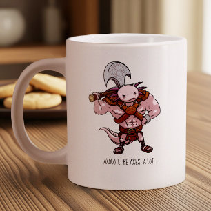 Axolotl met een bijl Gladiator krijger Kunstwerk Grote Koffiekop