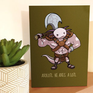Axolotl met een bijl Gladiator krijger Kunstwerk Kaart