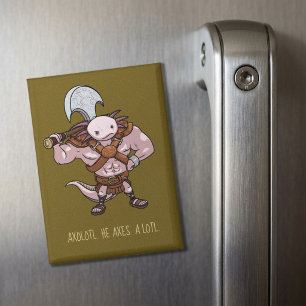 Axolotl met een bijl Gladiator krijger Kunstwerk Magneet