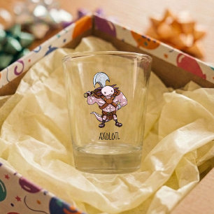 Axolotl met een bijl Gladiator krijger Kunstwerk Shot Glas