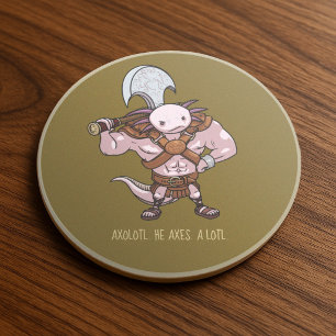 Axolotl met een bijl Gladiator krijger Kunstwerk Zandsteen Onderzetter