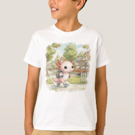 Axolotl met Rugzak – Waterverf Kinderen T-shirt