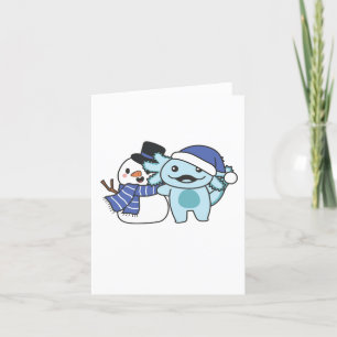 Axolotl met Snowman in de winter bij Kerstmis Feestdagen Kaart