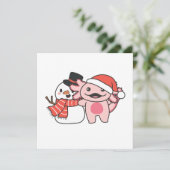 Axolotl met Snowman in de winter bij Kerstmis Feestdagenkaart (Staand voorkant)