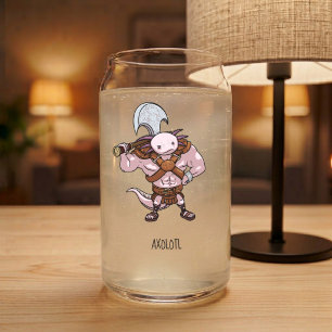 Axolotl met strijdbijl Gescheurde Barbaar Kunstwer Blikvorm Glas