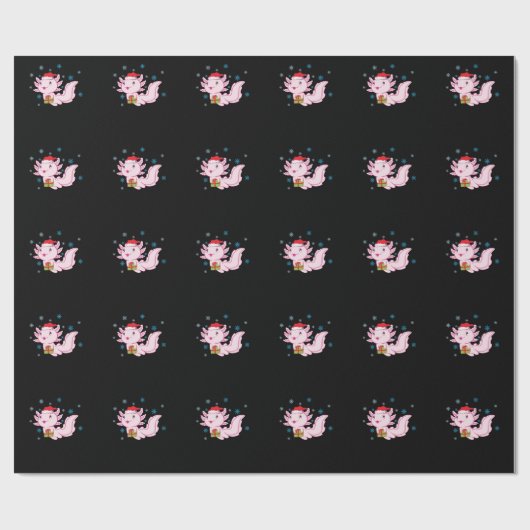 Axolotl mit Geschenk vom Weihnachtsmann Cadeaupapier (Vlak)