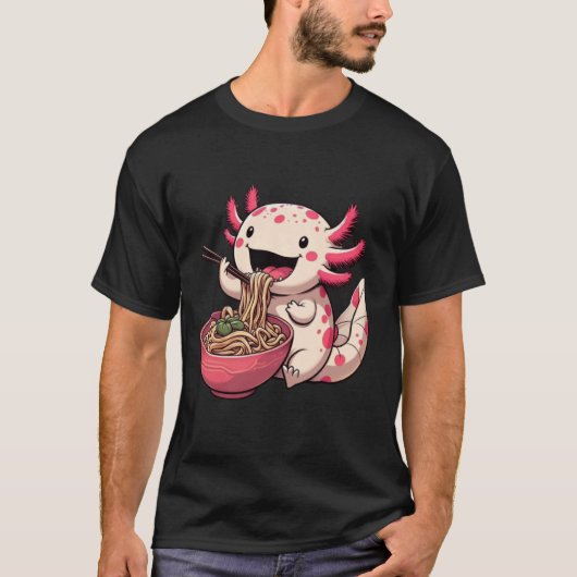 Axolotl Mooie Eten Ramen Noodles Art Axolotl T-shirt (Voorkant)