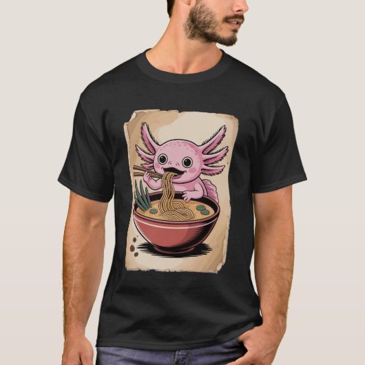 Axolotl Noodle Lover Kawaii Ramen Bowl Japanese An T-shirt (Voorkant)