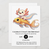 Axolotl on Koi Birthday Kaart (Voorkant / Achterkant)