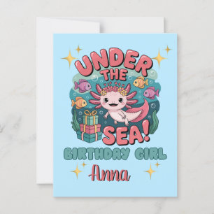 Axolotl Onder de Zee Verjaardagsmeisje Schattig Oc Briefkaart