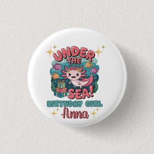 Axolotl onder het Zee Verjaardagsmeisje Schattigee Ronde Button 3,2 Cm