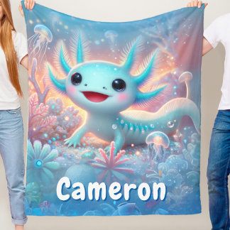 Axolotl Onderwater Neon Jongen Axolotl Fleece Deken