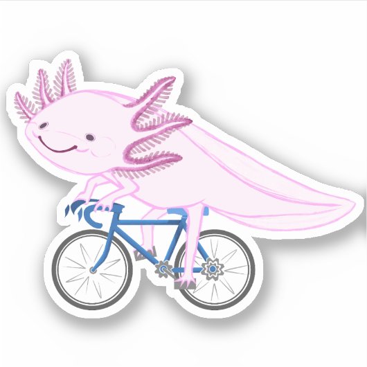 Axolotl op een fiets sticker (Voorkant)