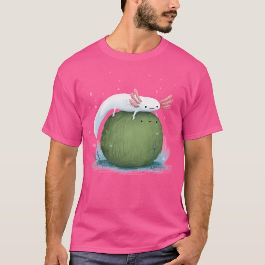 Axolotl op een Mossball T-shirt (Voorkant)