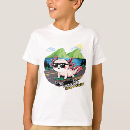 Axolotl op een skateboard t-shirt