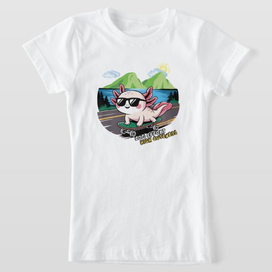 Axolotl op een skateboard t-shirt (Laagn)