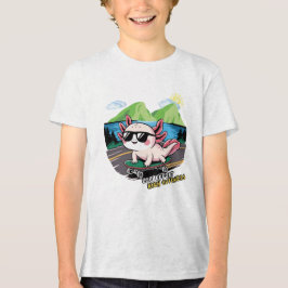 Axolotl op een skateboard Tri-Blend shirt