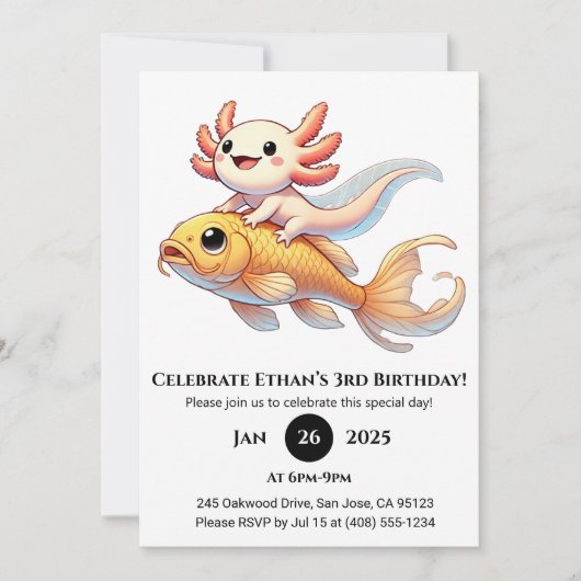 Axolotl op Koi-verjaardag Kaart (Voorkant)