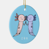 Axolotl paar unieke aangepaste naam eerste kerst keramisch ornament (Rechts)