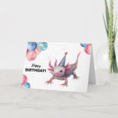 Axolotl Party Pet Wilde Waterverf Happy Birthday Kaart (Voorkant)