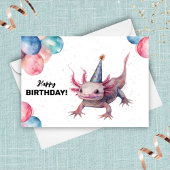 Axolotl Party Pet Wilde Waterverf Happy Birthday Kaart