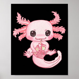 Axolotl Pastel Gothic Strawberry Milk Shake Anime  Poster
