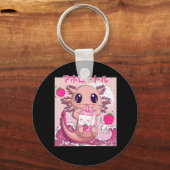 Axolotl Pastel Gothic Strawberry Milk Shake Anime Sleutelhanger (Voorkant)