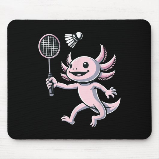 Axolotl Playing Badminton Player Shuttle Sport  Muismat (Voorkant)