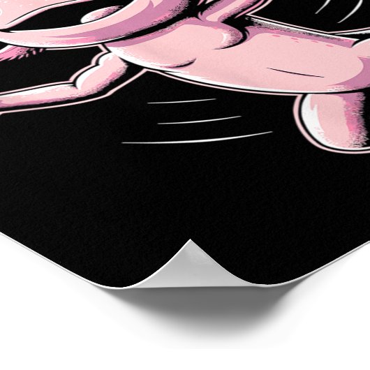 Axolotl Playing Badminton Player Shuttle Sport Poster (Hoek)