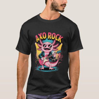 Axolotl Playing Guitar Cute Funny Guitarist Musici T-shirt