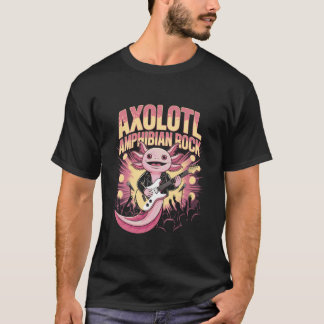 Axolotl Playing Guitar Cute Funny Guitarist Musici T-shirt