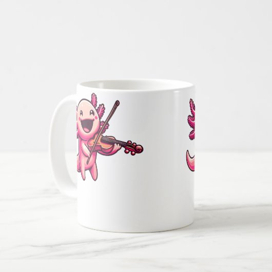Axolotl Playing Violin Axolotls Musician Music Koffiemok (Voorkant links)
