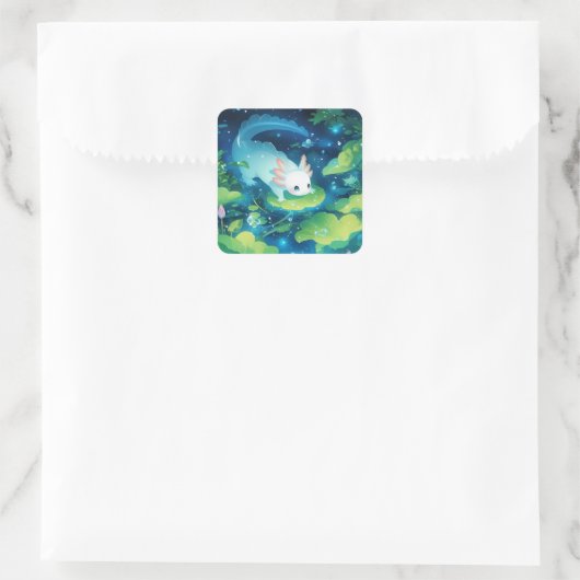 Axolotl Pond Haven Vierkante Sticker (Tas)