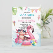 Axolotl Pool party theme invitation Kaart (Staand voorkant)