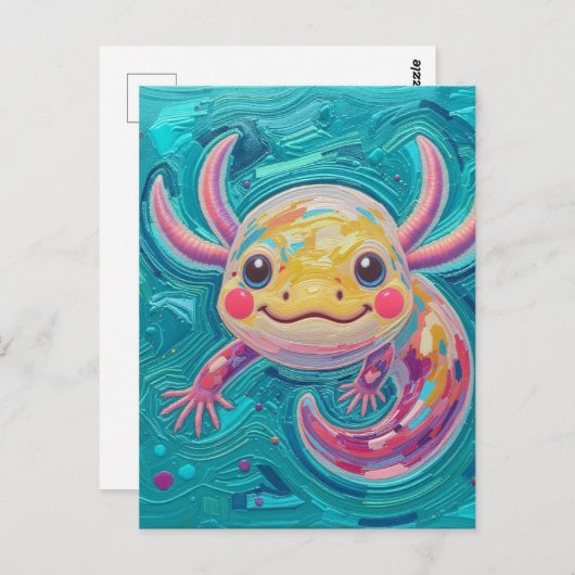  Axolotl Post Card Art Briefkaart (Voorkant / Achterkant)