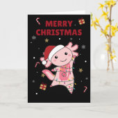 Axolotl Prettig Kerstfeest Winter Dieren Axolotls  Kaart (Gele Bloem)