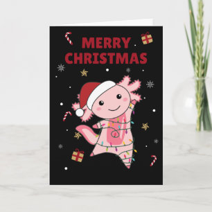 Axolotl Prettig Kerstfeest Winter Dieren Axolotls Kaart