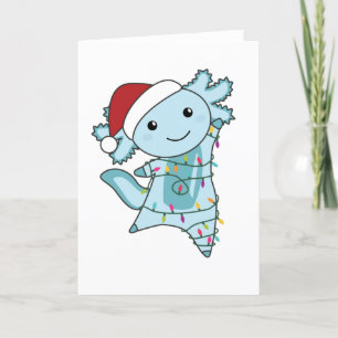 Axolotl Prettig Kerstfeest Winterdieren Axolotls Feestdagen Kaart