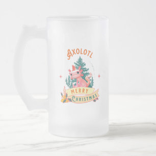 Axolotl Prettig Kerstmis Mutsje van Kerstman Matglas Bierpul