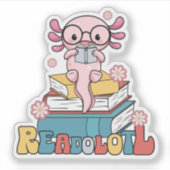 Axolotl Pun Schattigee Boekenwormlezer lezen Sticker (Voorkant)