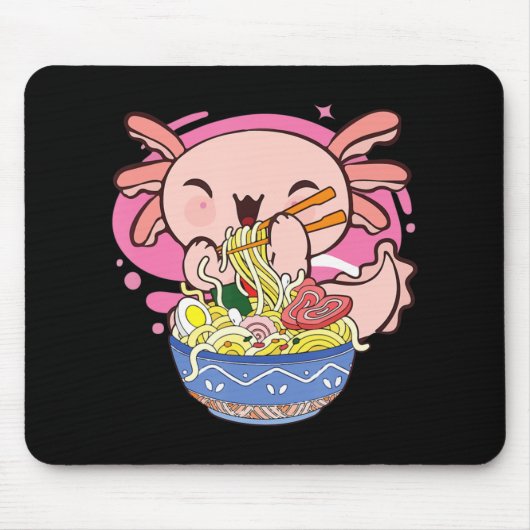 Axolotl Ramen Kawaii Japanese Anime Noodle Gift Ki Muismat (Voorkant)