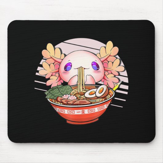 Axolotl Ramen Noodles Japanese Kawaii Anime Otaku Muismat (Voorkant)
