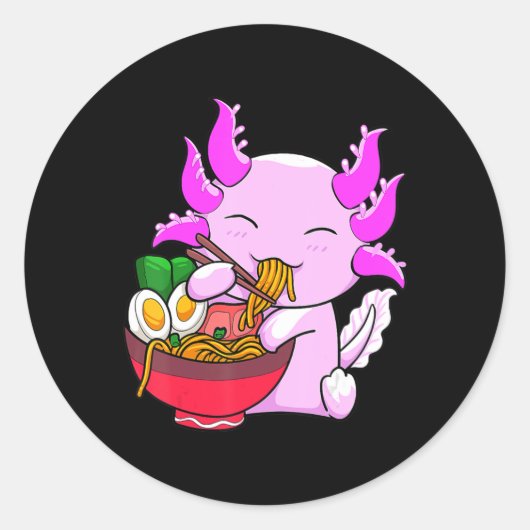 Axolotl Ramen Noodles Japanese Otaku Kawaii Anime Ronde Sticker (Voorkant)