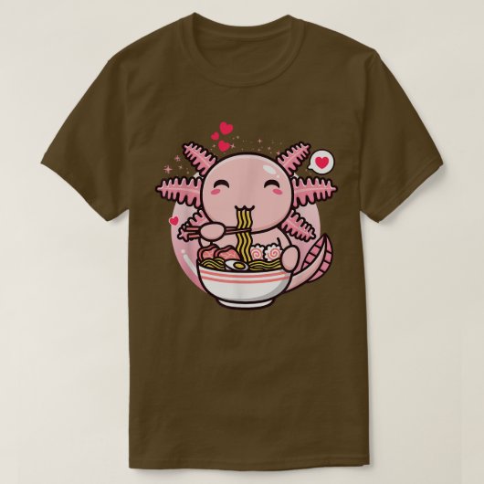 Axolotl Ramen Noodles Kawaii Anime Japanese Otaku T-shirt (Design voorkant)