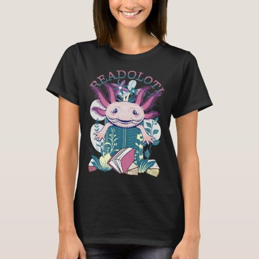 Axolotl Reading Books Readolotl Cute Axolotl Read  T-shirt (Voorkant)