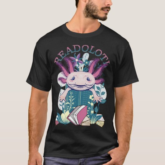 Axolotl Reading Books Readolotl Cute Axolotl Read  T-shirt (Voorkant)